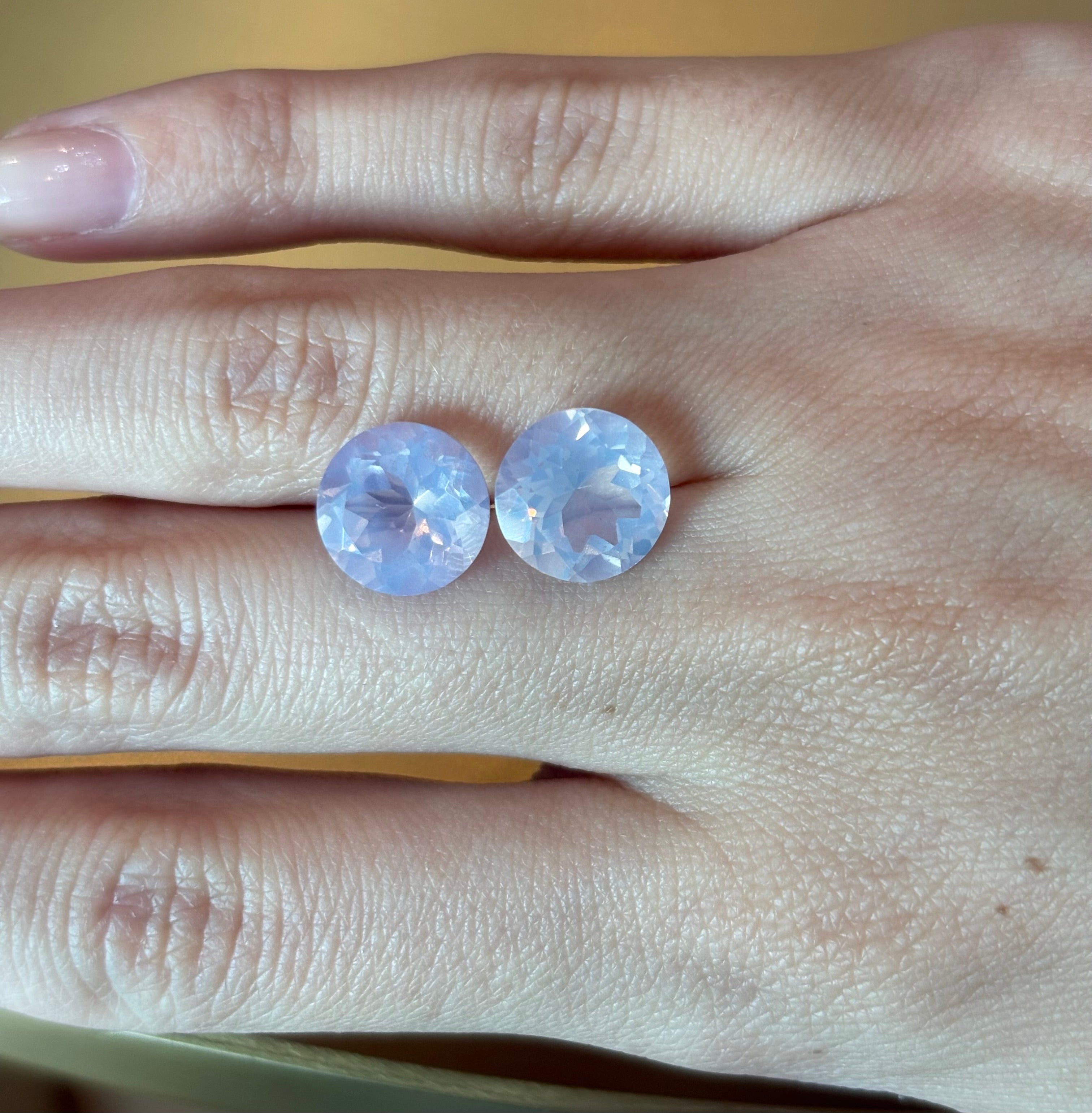 6.92ct Lavender Moon Quartz Round PAIR THAIC0203