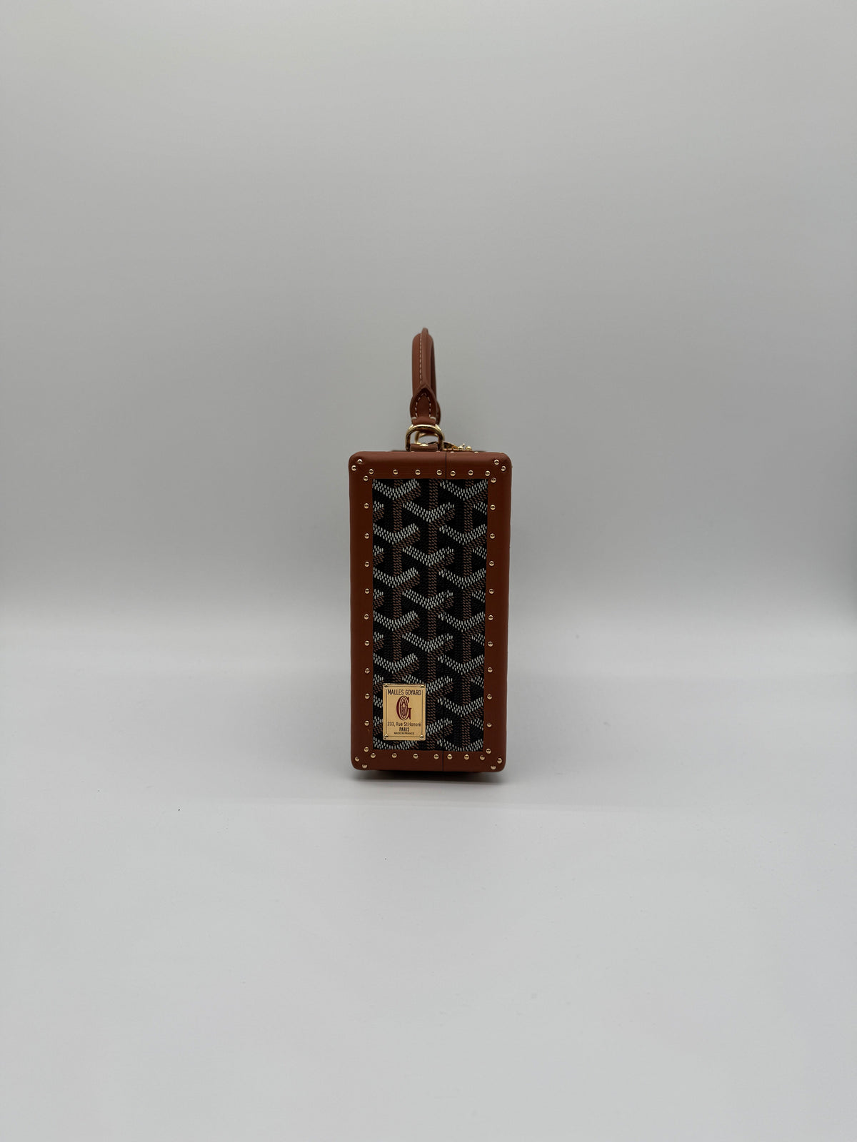 Goyard Grand Hôtel Trunk Bag Black & Tan Gold Hardware