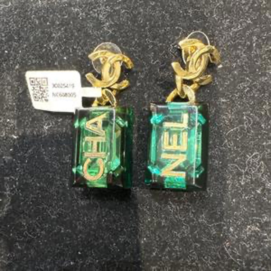 CHANEL Green Sugar Cube Earrings NC608005