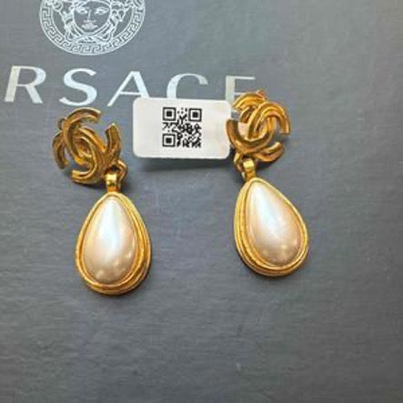 CHANEL Double C Teardrop Ear Clips LZ504026