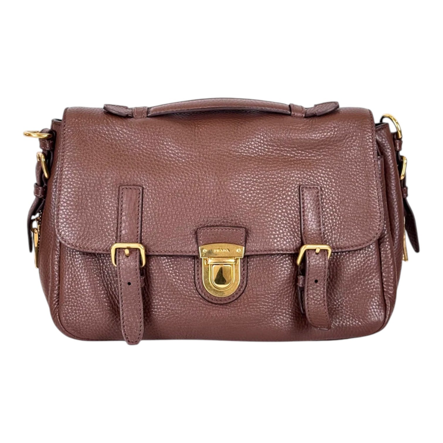 Prada Brown Leather Handbag with Strap