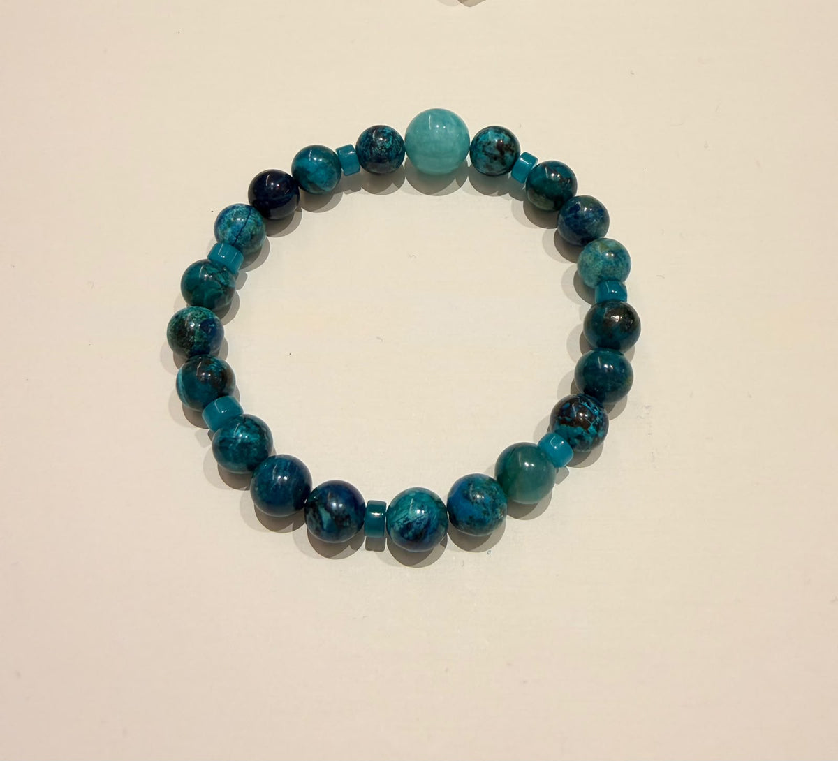 Apatite and Amazonite Bead Bracelet HKDXB0013