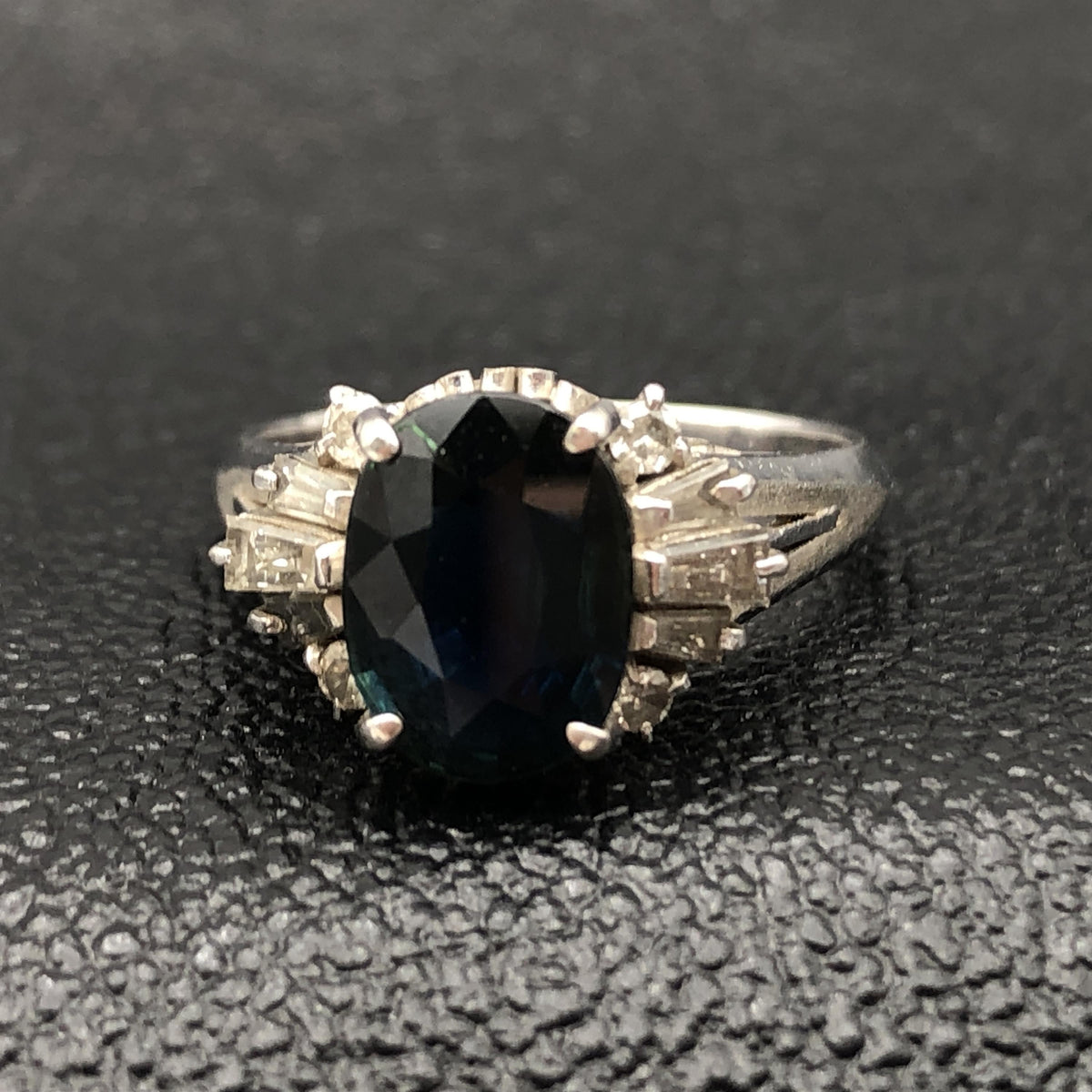 Custom Jewelry 1P Sapphire & Diamond Ring, S(2.08ct), D(0.42ct), PT900, 6.1g, US Size 6 C297403