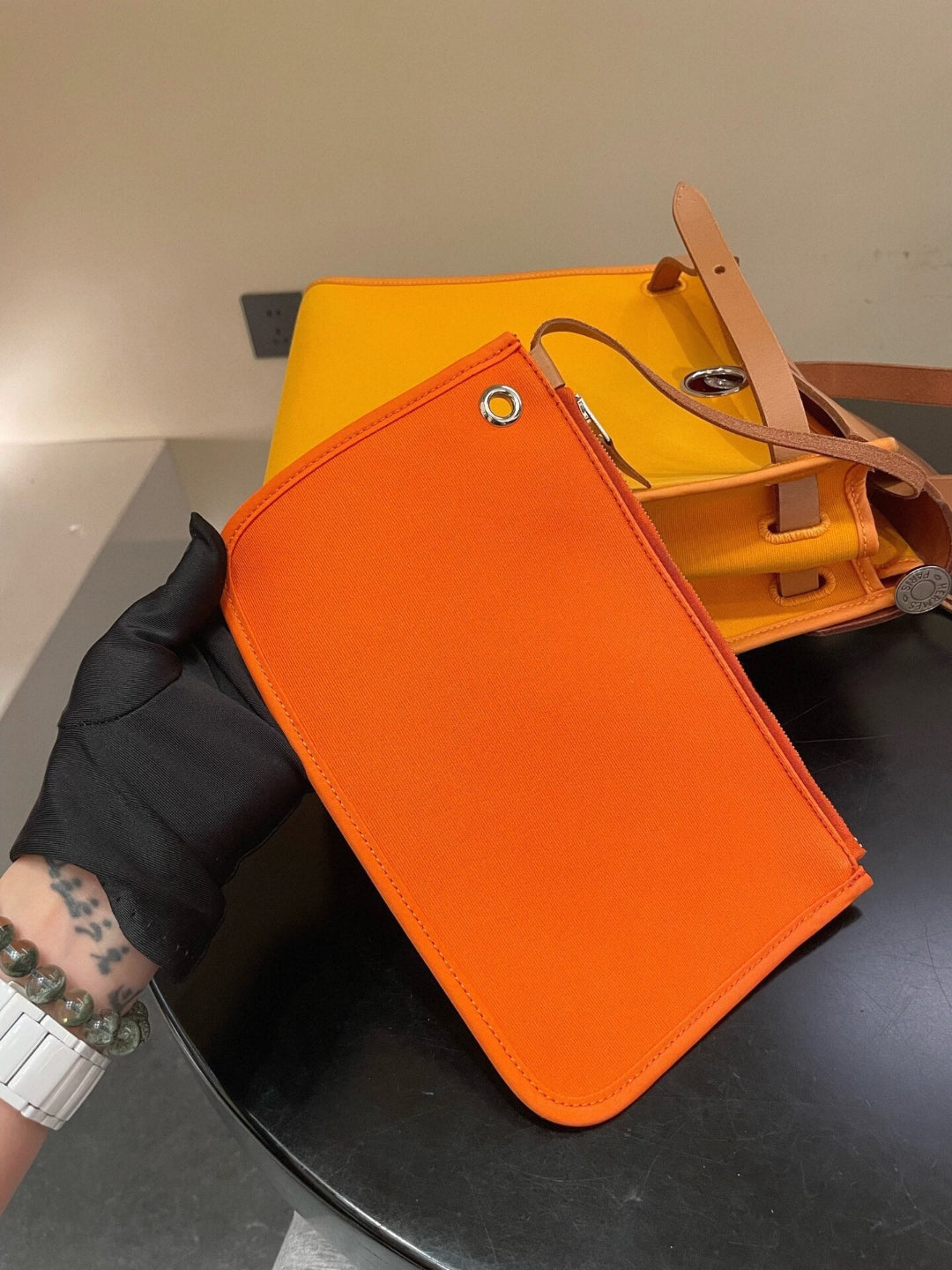 Hermès Herbag 31cm Soleil Yellow with Orange Interior Stamp Q