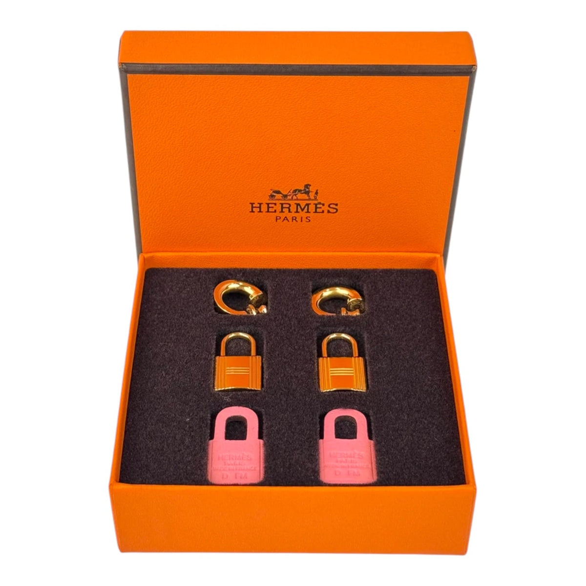 Hermes 3 Way Kelly Earrings in Pink/Gold Plated