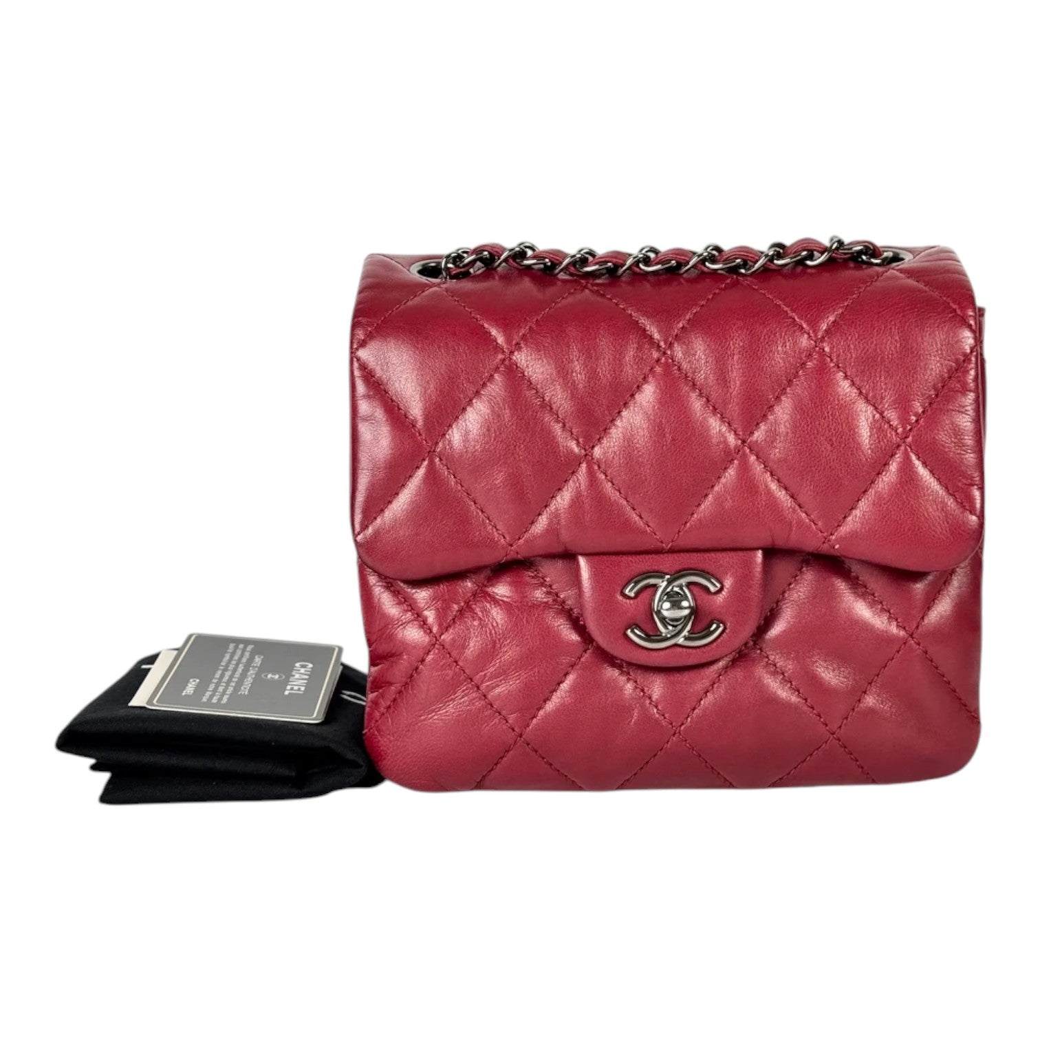 Chanel Red Square Flap Bag in Lambskin