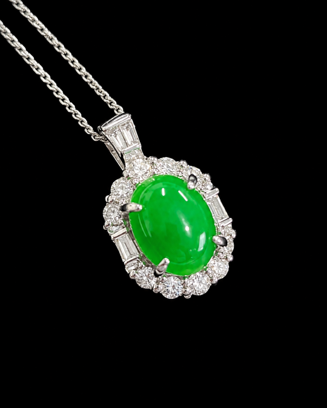 Jade Necklace in Pt900/850 / J1.43ct 0468 JJC0704