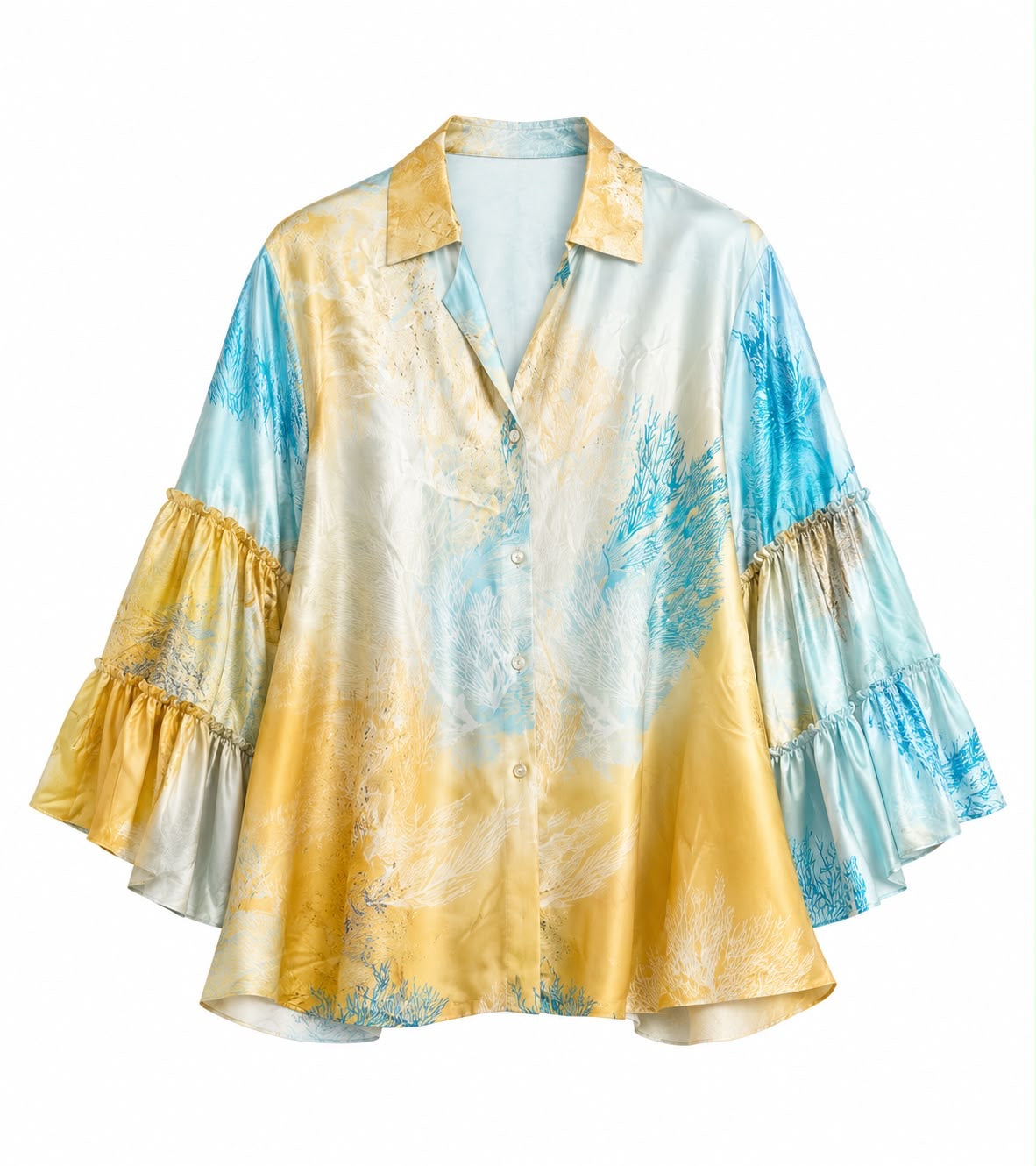 SHIRT LAURETTE CORAL REEF BLUE GOLD MCL13134