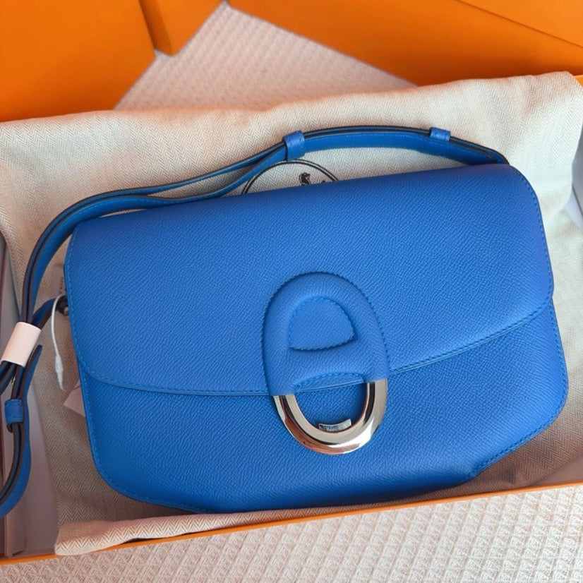 Hermes Cherche Midi Pig Nose Medium B3 Tanzanian Blue with Silver Buckle, Epsom Leather, A-Mark SYC2202