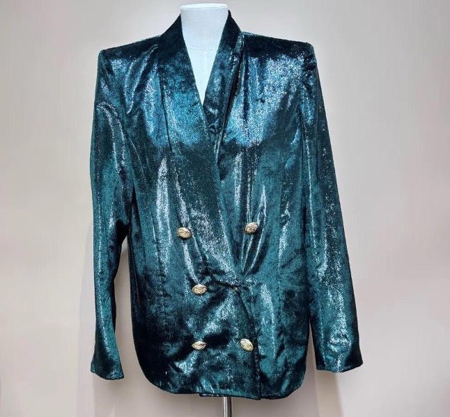 Balmain dark green velvet suit for women, size 38 SYCC2084