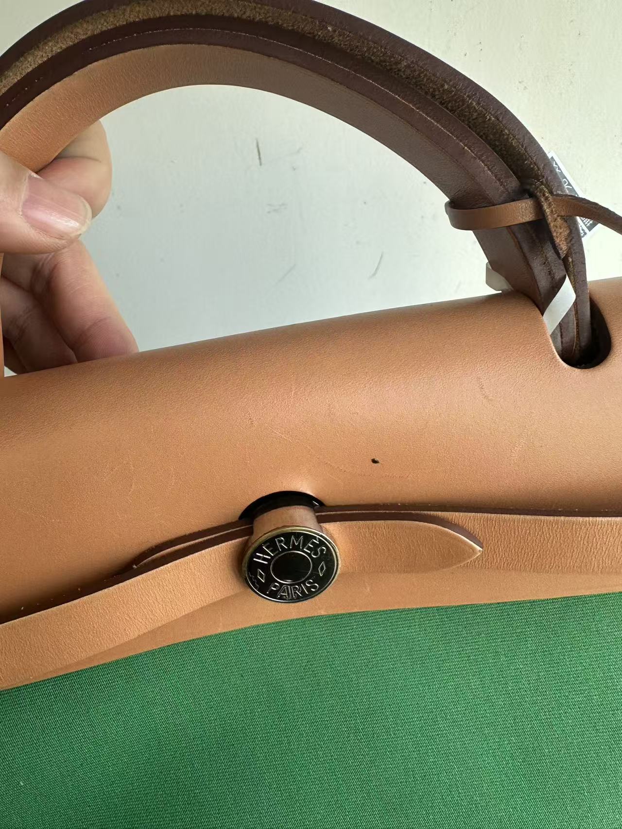 Hermès green herbag31 good condition stamp X