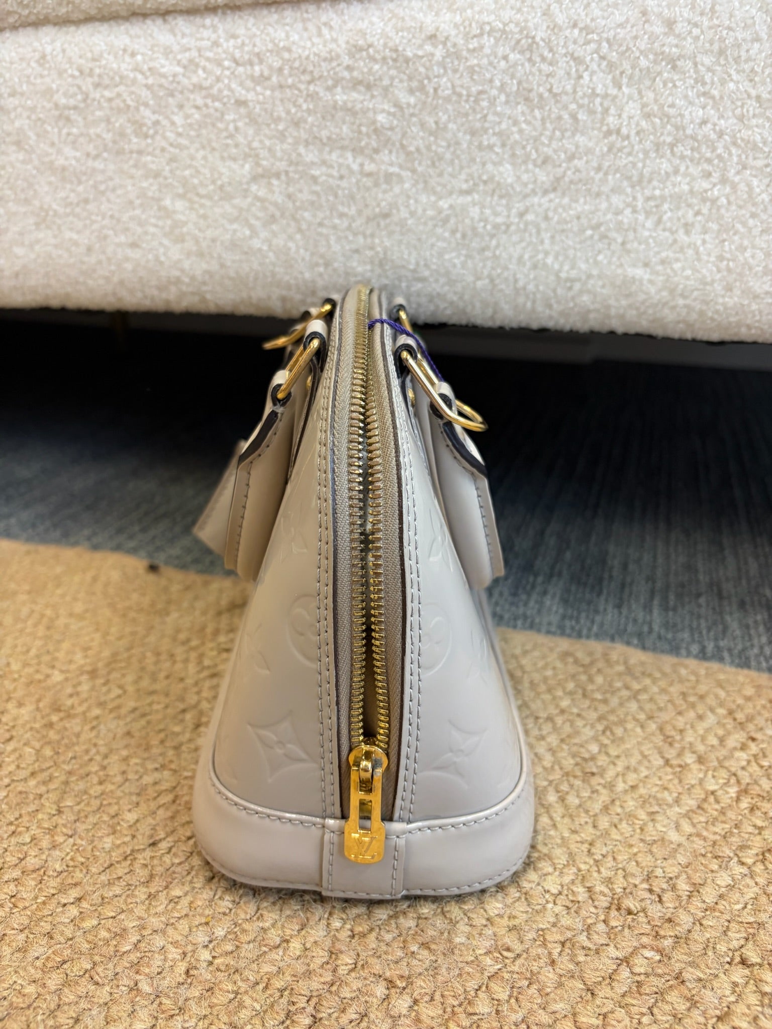 Louis Vuitton Alma BB Grey Patent Leather