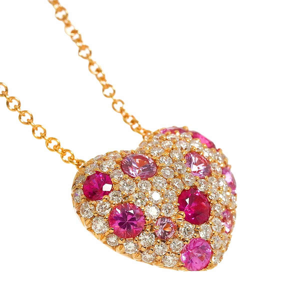Ponte Vecchio PinkSapphire 1.19ct Diamond 0.74ct Necklace 18K PG 750 902997732