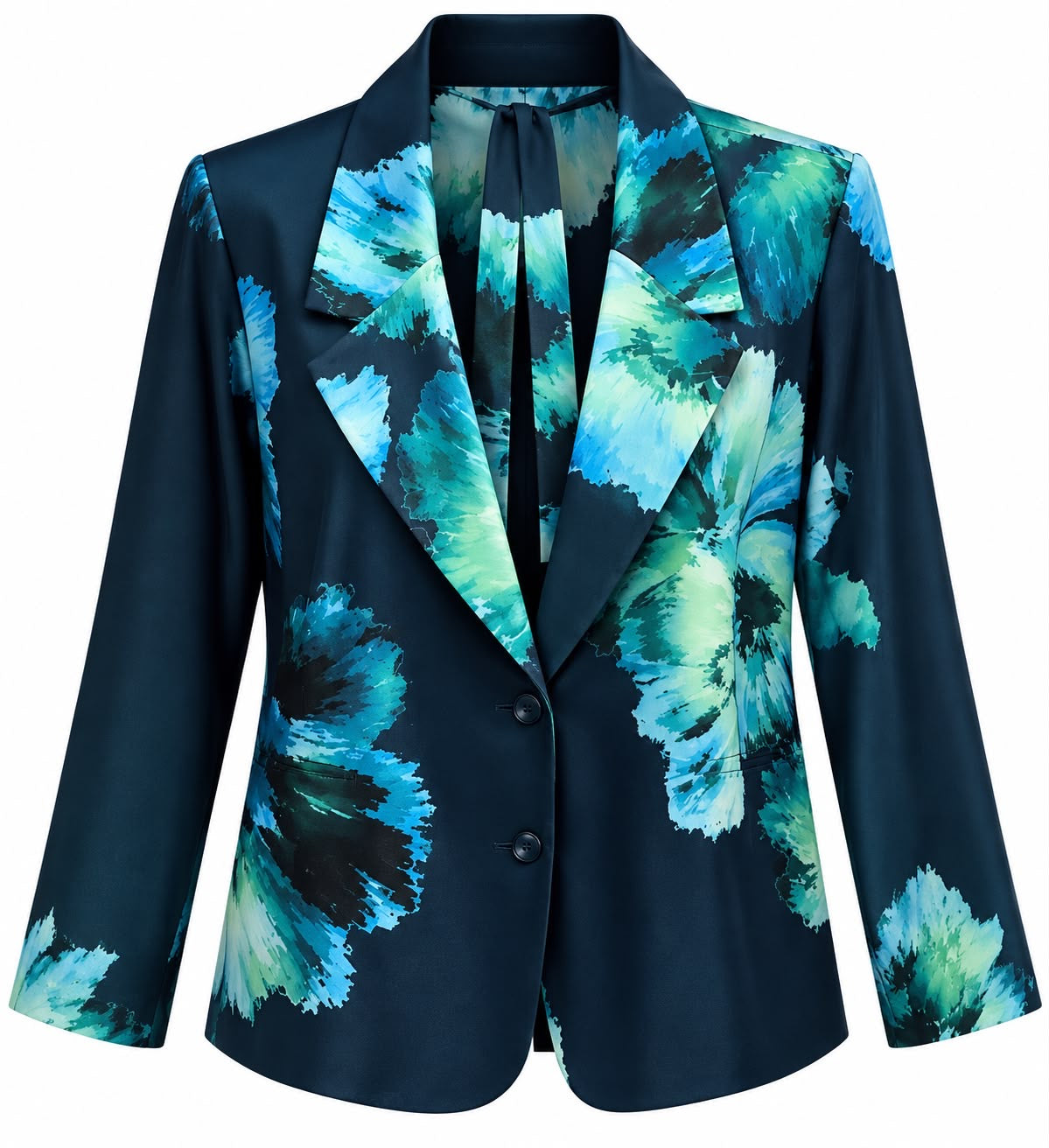 JACKET KAJETTE CREPE  FLORAL EMERALD BLUE MCL13541