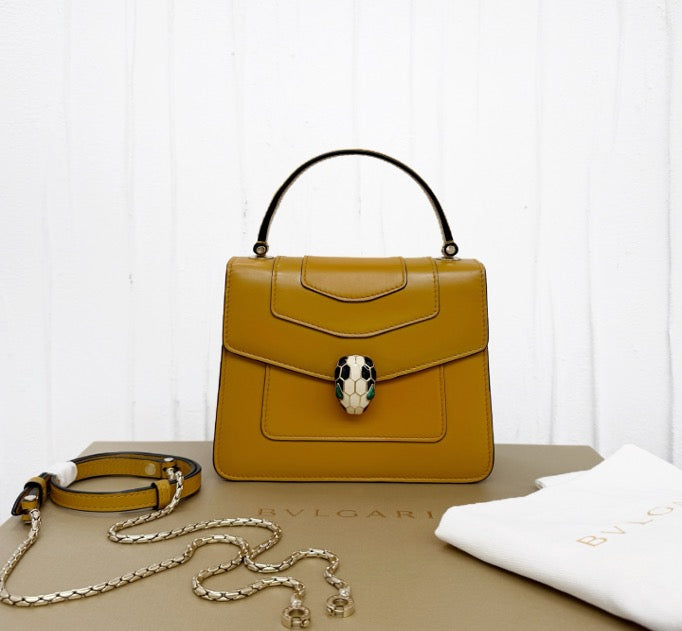 Bulgari ginger yellow snakehead handbag, 18.5 20759249
