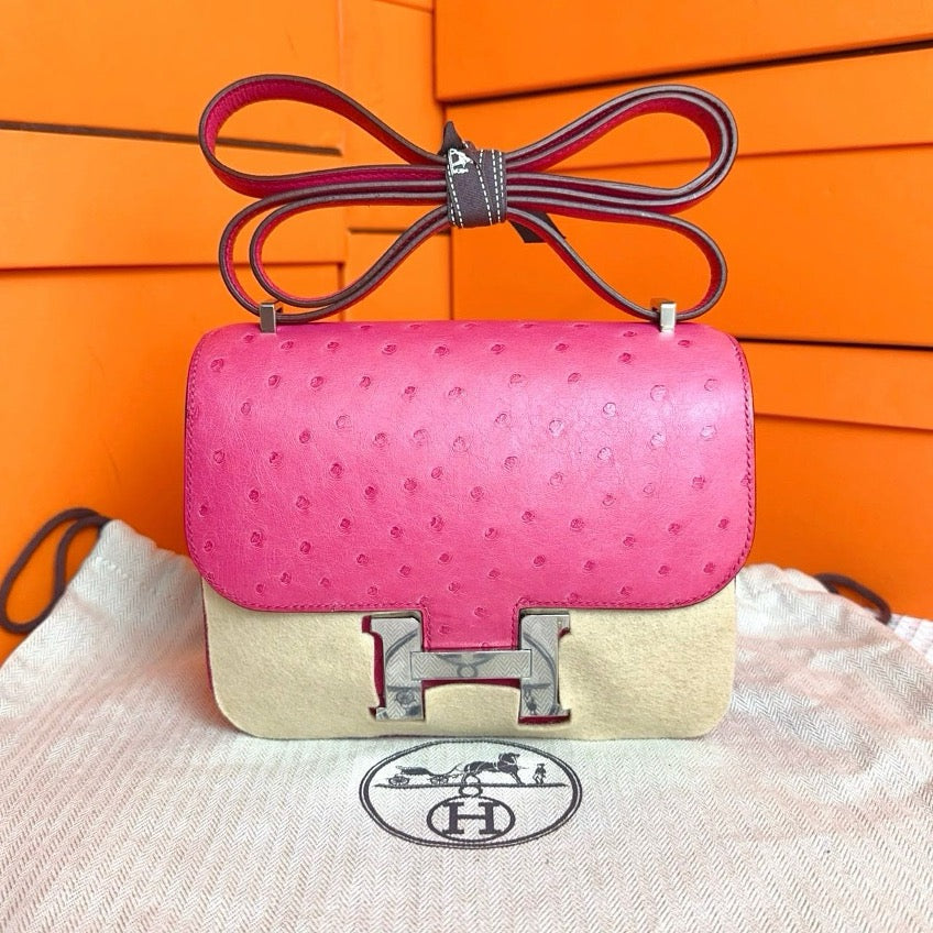 *Hermes Constance 18 Rose Tyrien Ostrich #Y SYC2206