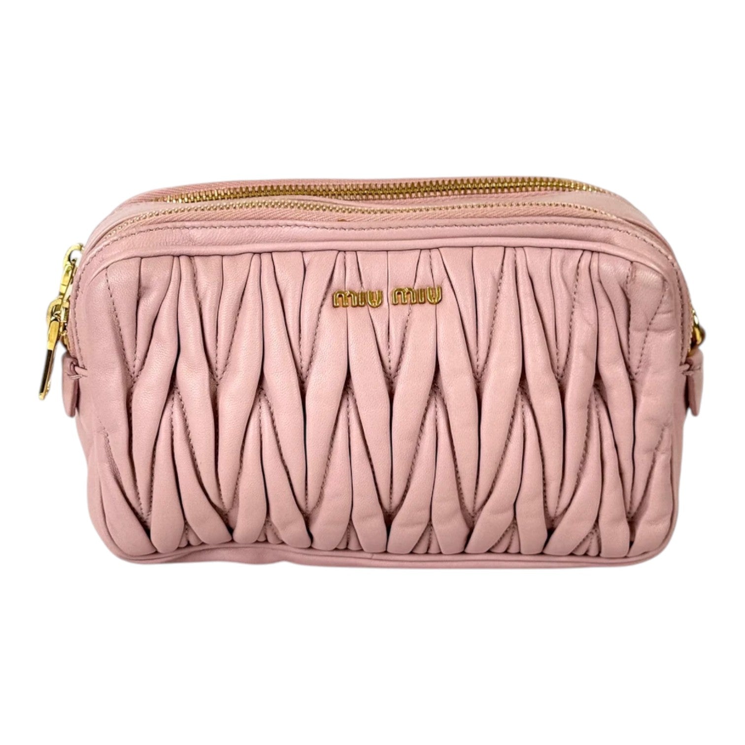 Miumiu Pink Leather Bag with Double Zipper