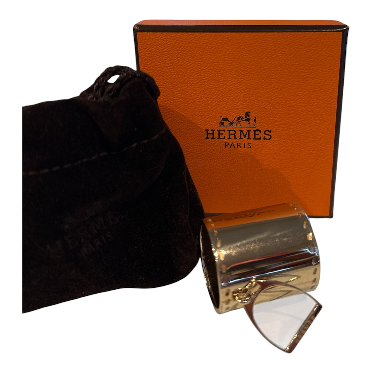 Hermes Scarf Ring - Gold with Charm