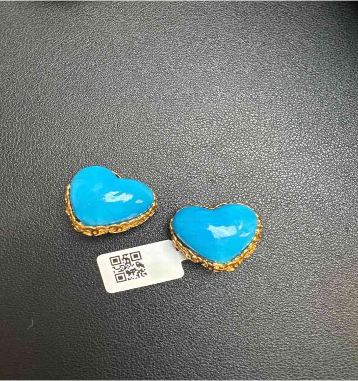 CHANEL Heart-Shaped Blue Clip Earrings CQ407016