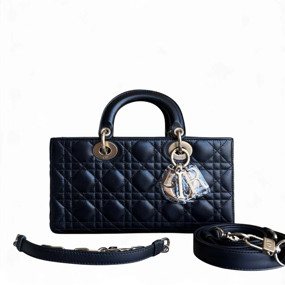 DIOR D-JOY MEDIUM - CANNAGE LAMBSKIN BLACK GOLD HARDWARE SYCM502