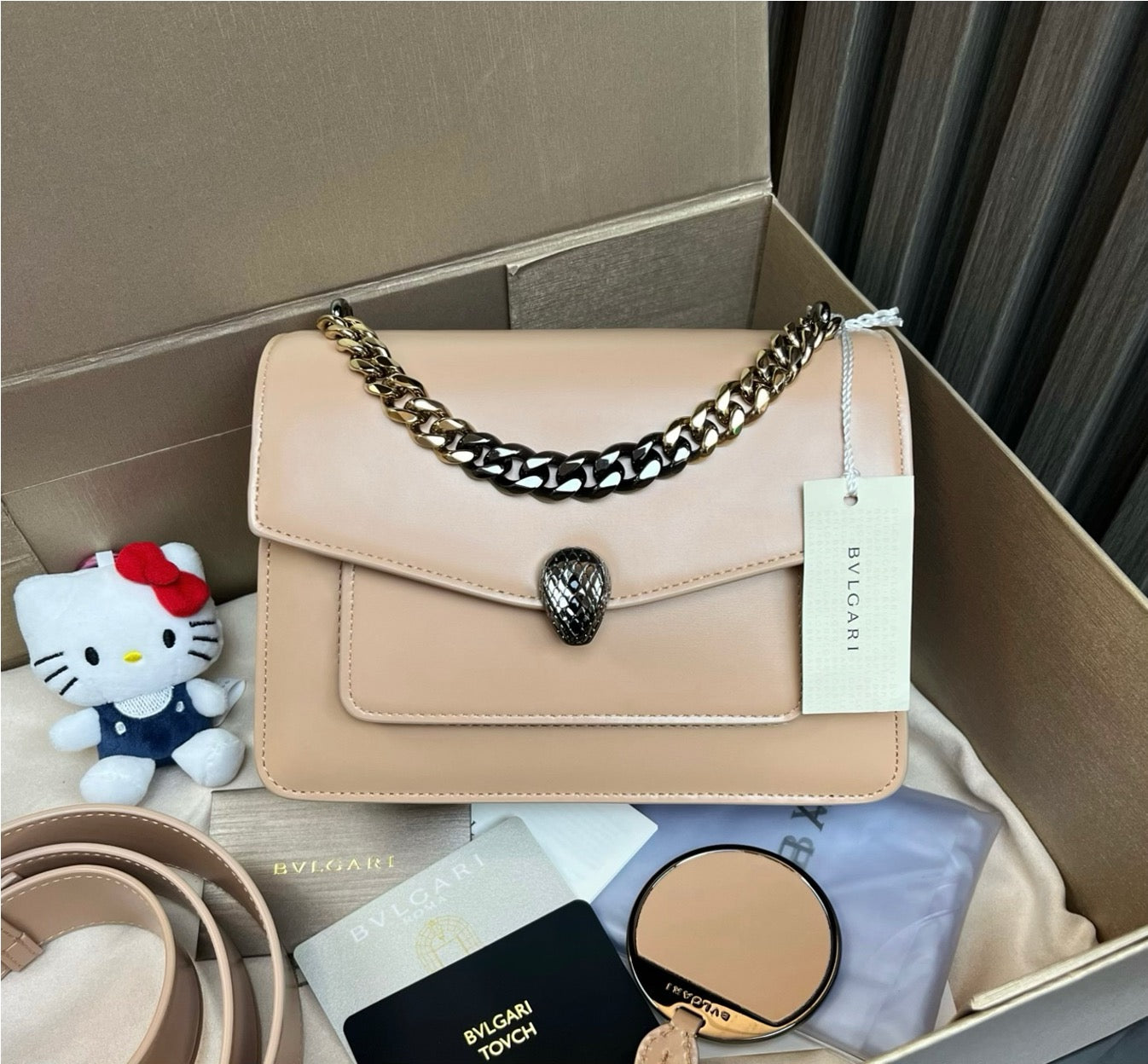 Bulgari nude pink accordion bag 20 12543477