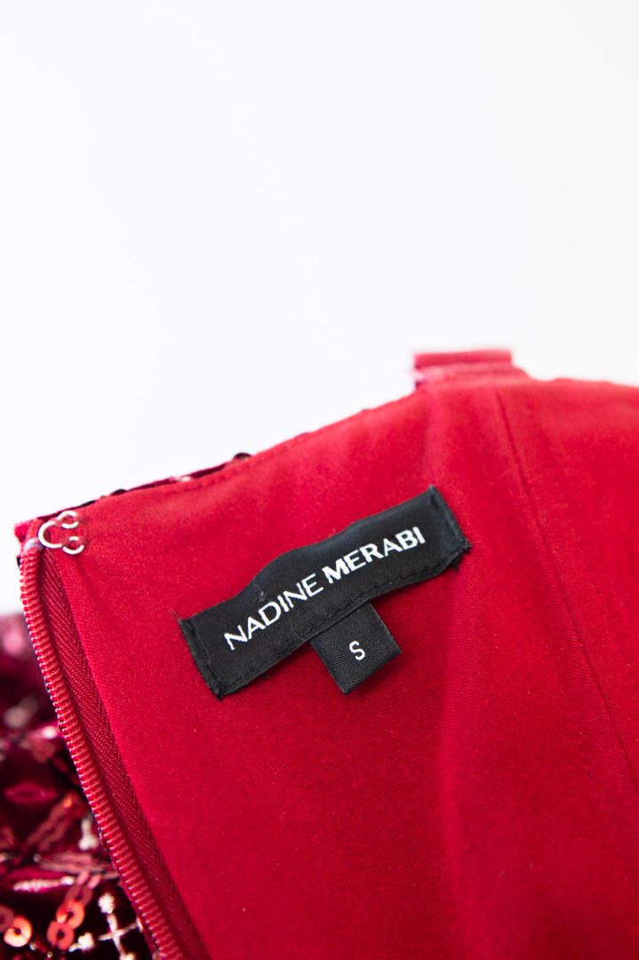 Nadine Merabi S/S Embroidered Sequin Jumpsuit Red/ White S