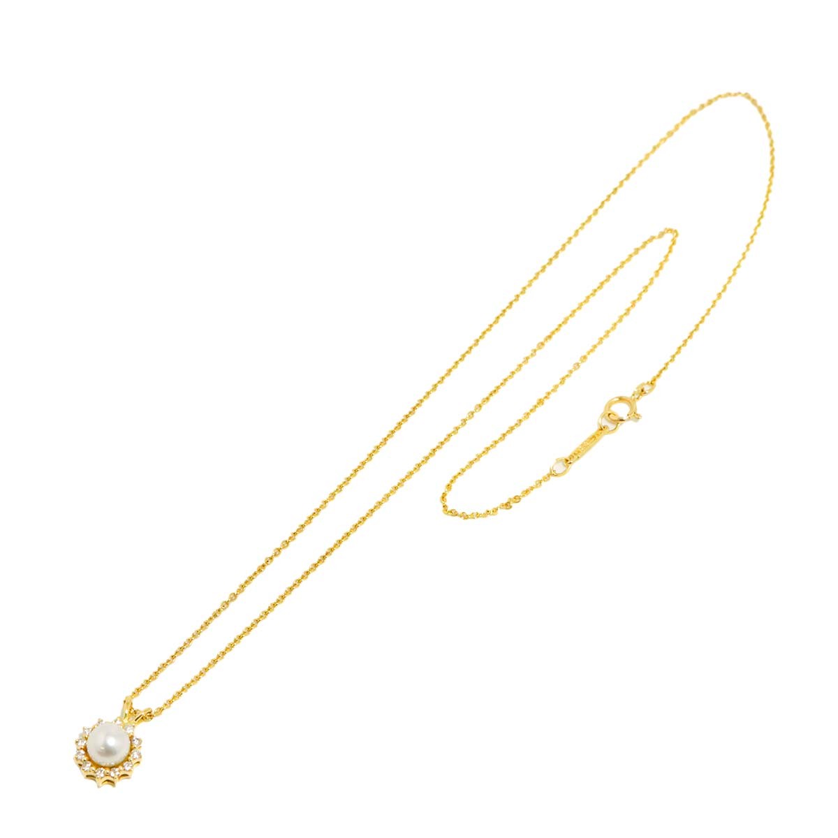 TIFFANY Co. Akoya pearl 5.5mm Diamond Necklace 18K YG 750 903108791