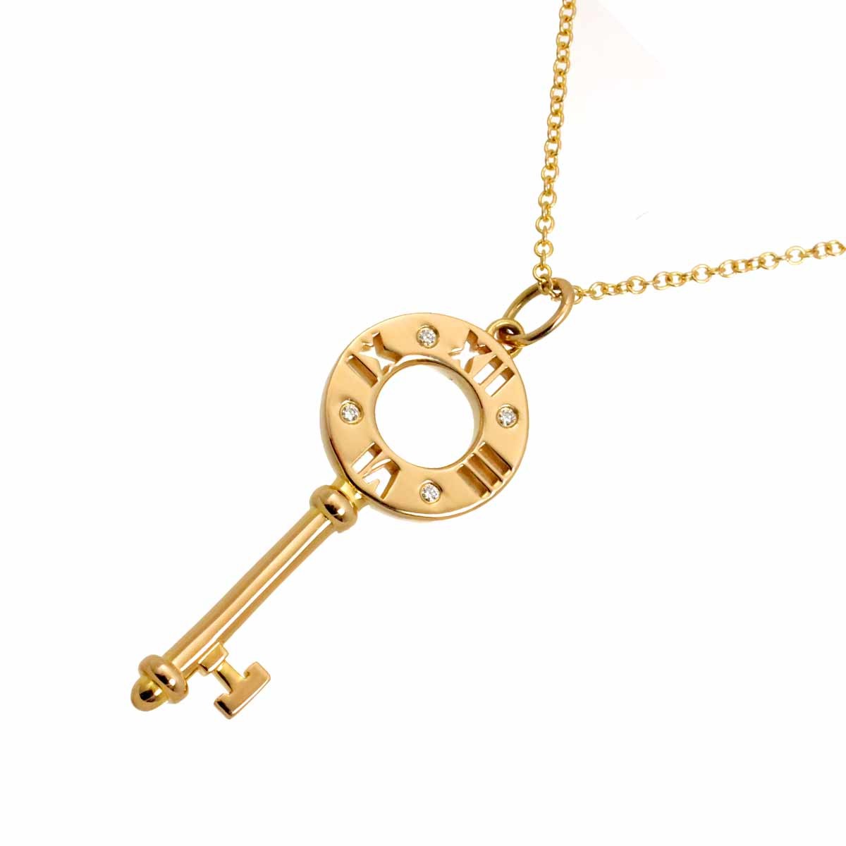 TIFFANY Co. Atlas Key Diamond Necklace 18K Pink Gold 750 903244160