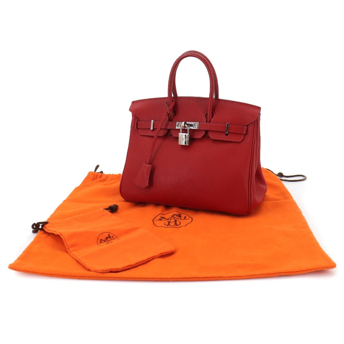 HERMES Birkin 25 Veau Togo Rouge vif Hand Bag Purse 903324101