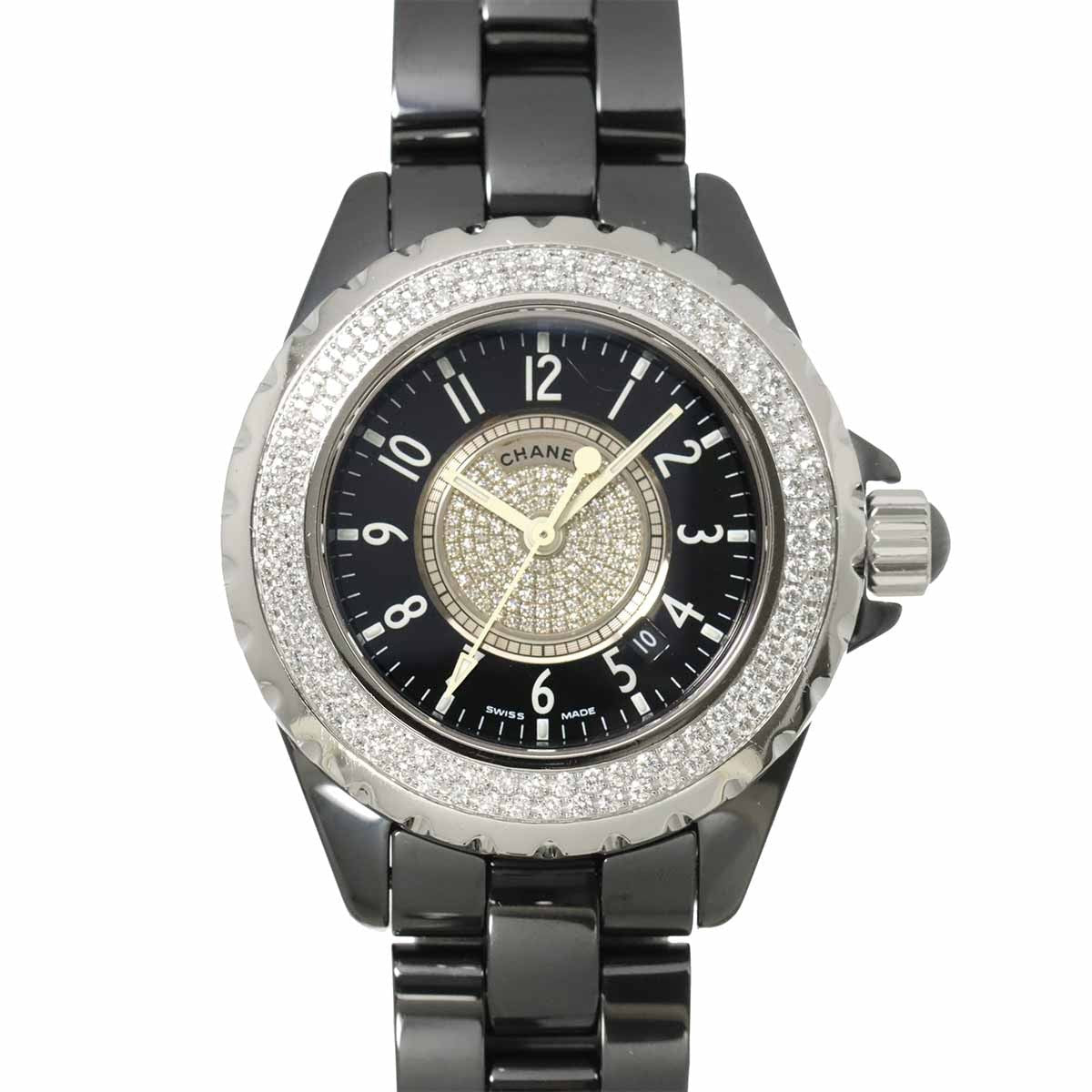 CHANEL J12 H1708 Diamond Bezel Black Ceramic Quartz 33mm Ladies 903029710