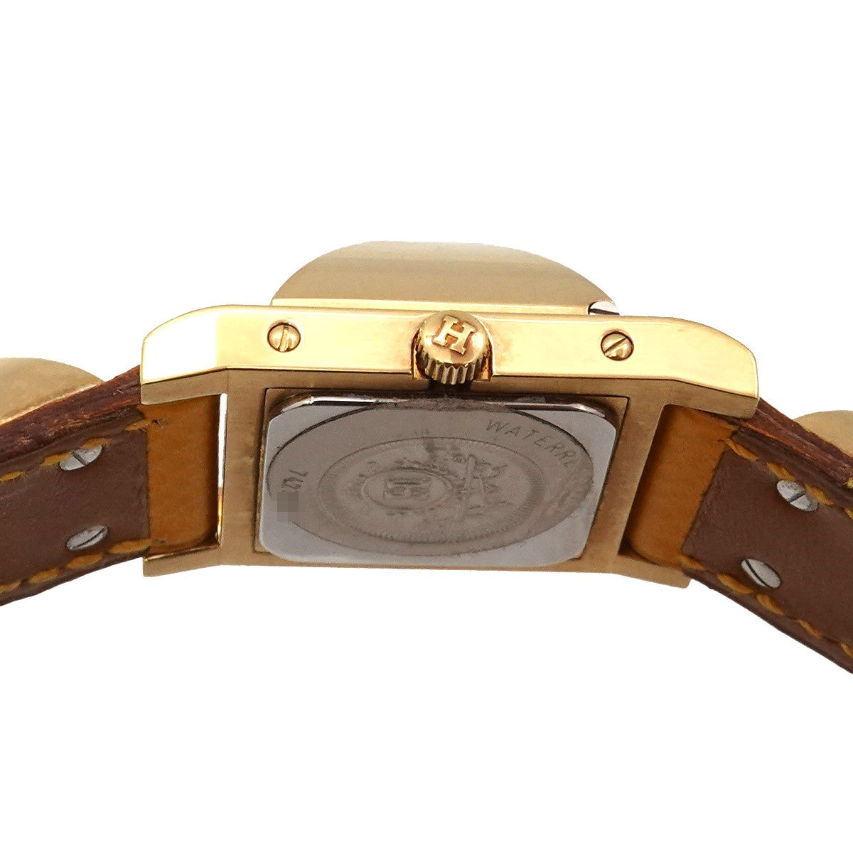 HERMES Medor Vintage pyramid Gold studs Quartz White Dial Ladies 903305004
