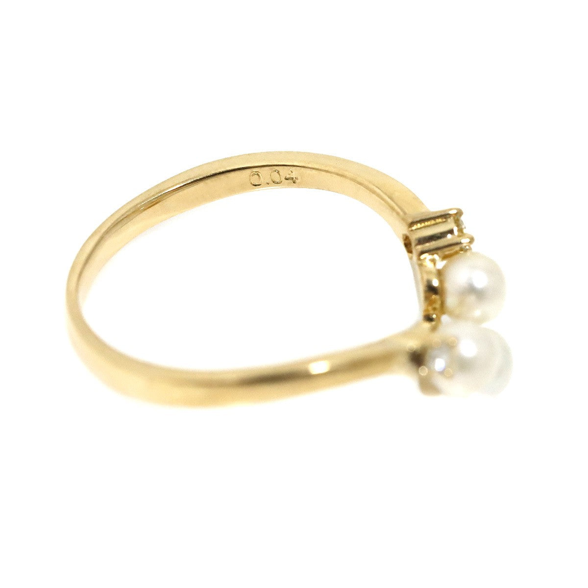 TASAKI Akoya Pearl Diamond 0.04ct Ring 18K YG Size5.5-5.75(US) 903285633