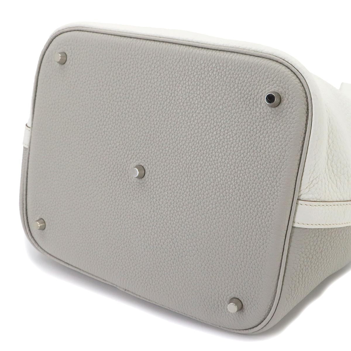 HERMES Picotin Lock Casaque GM Hand Bag Taurillon Clemence White 903245903
