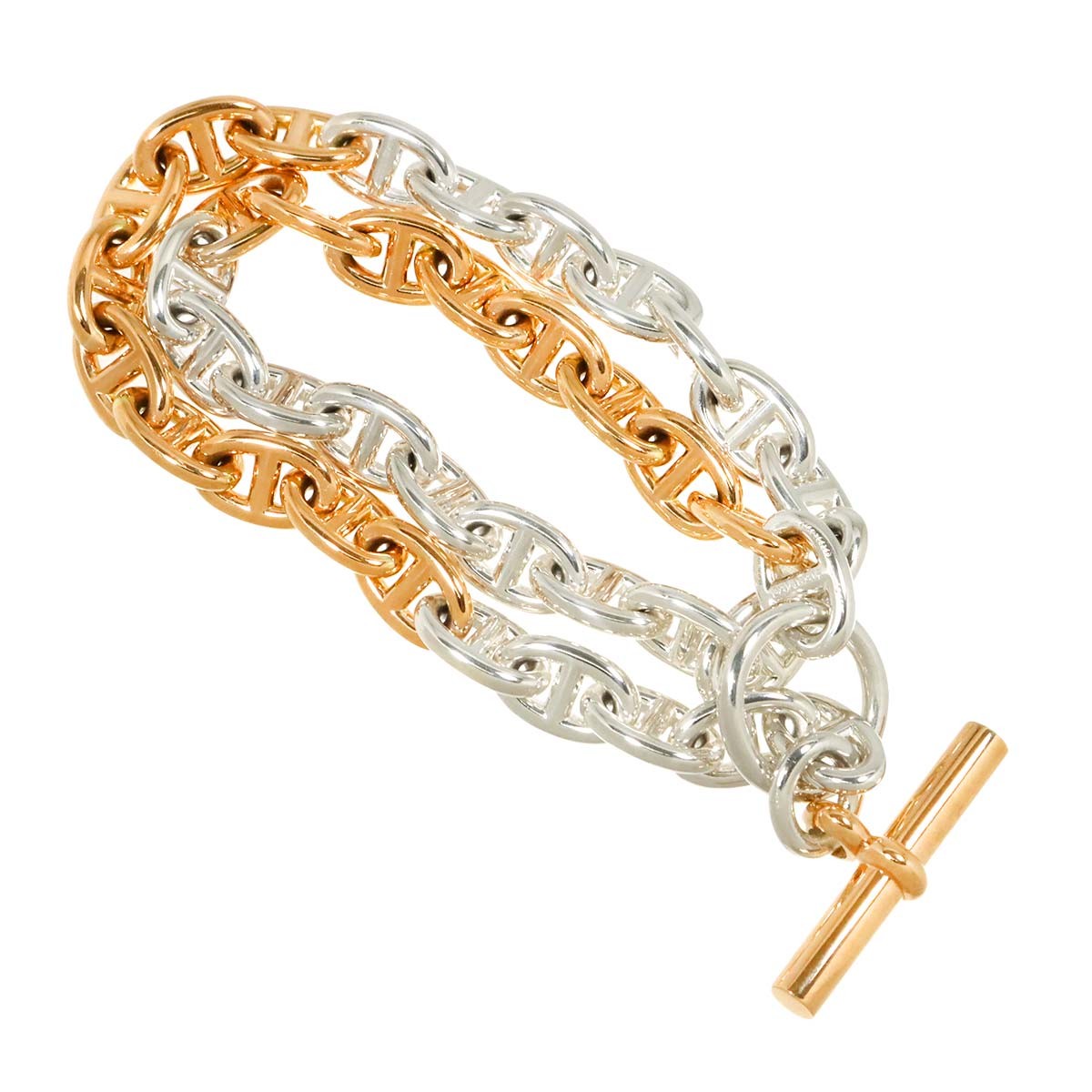 HERMES Chaine dancre PM Bracelet Silver 925 18K PG 750 903022012