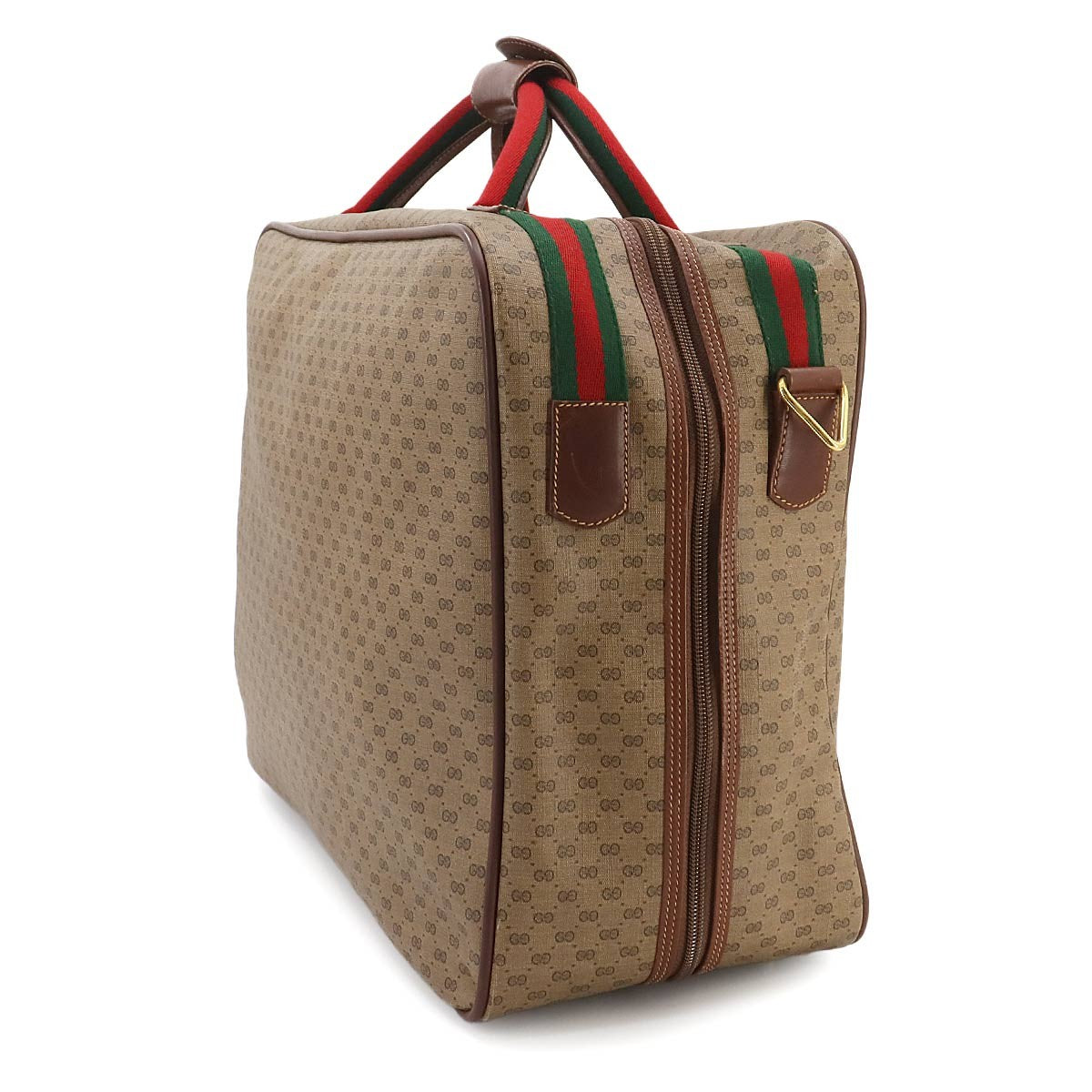 GUCCI GG Plus Boston Shoulder Bag PVC Leather Beige Brown Sherry Line 902562663