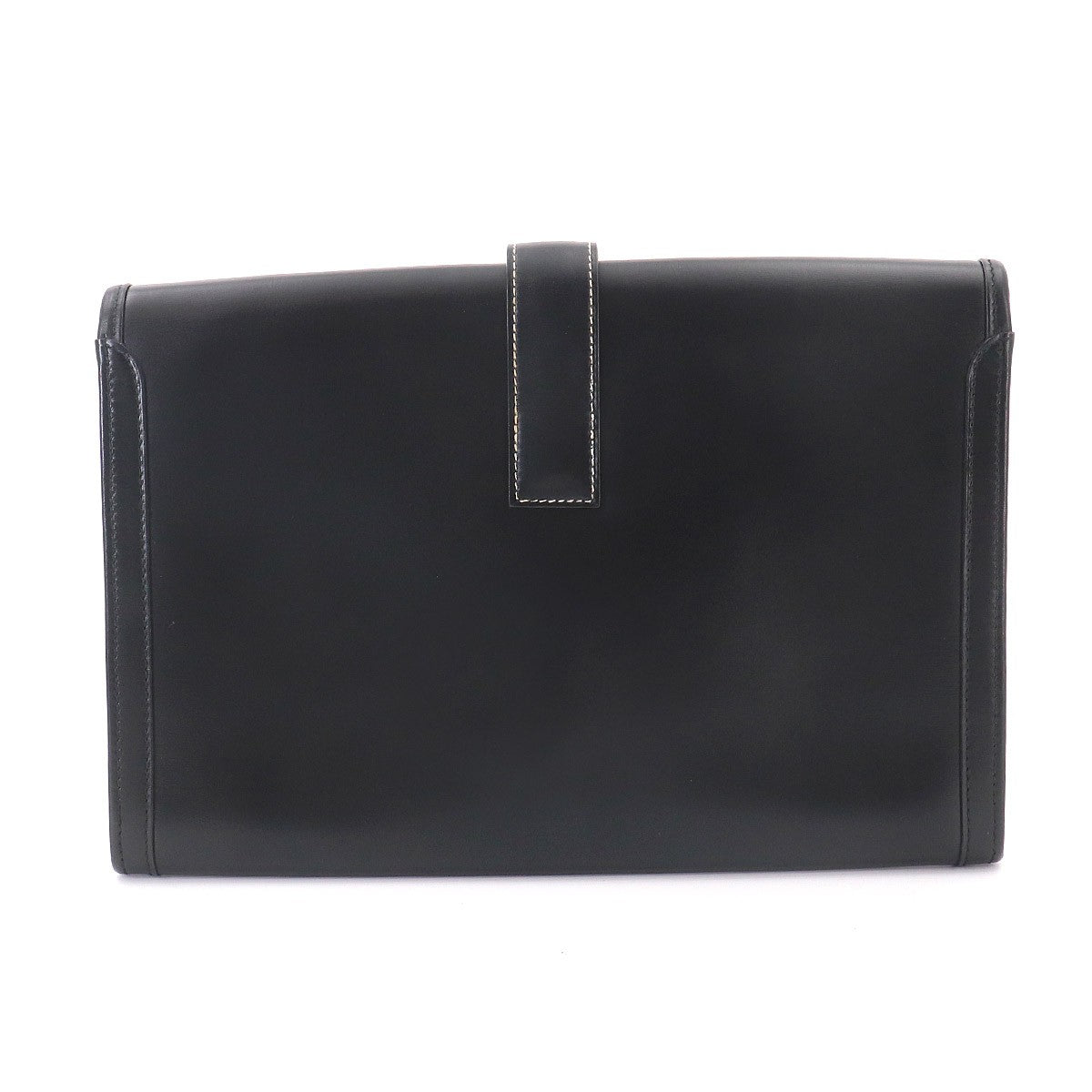 HERMES Jige PM Clutch Bag Box Calf Black Purse 903272631