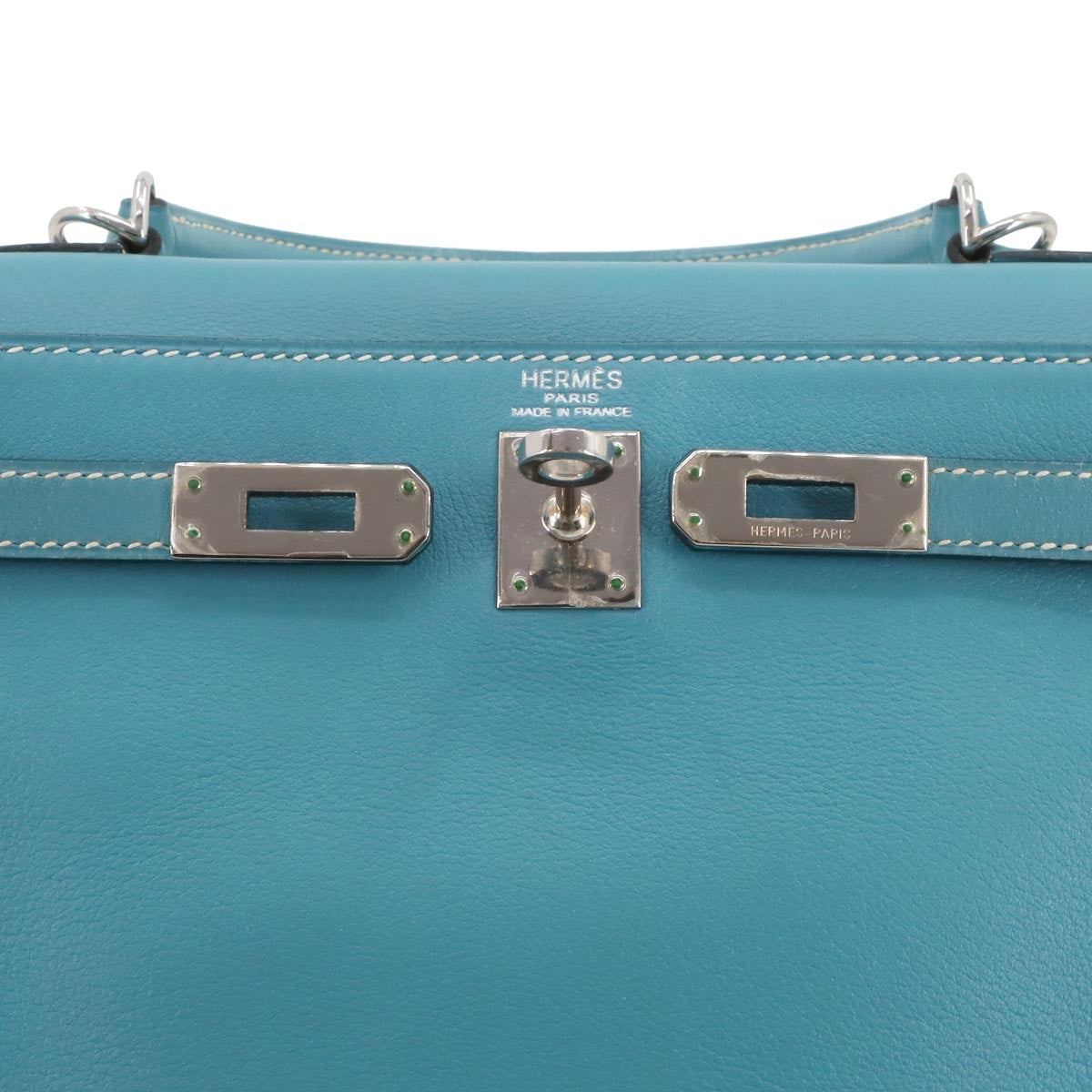 HERMES Kelly 25 Veau Gulliver Bleu Jean Hand Shoulder Bag 903020096