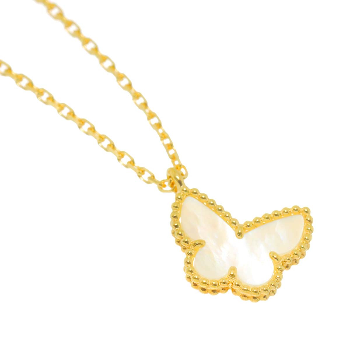 Van Cleef Arpels Sweet Papillon Mother of Pearl MOP Necklace 18K YG 750 903087842
