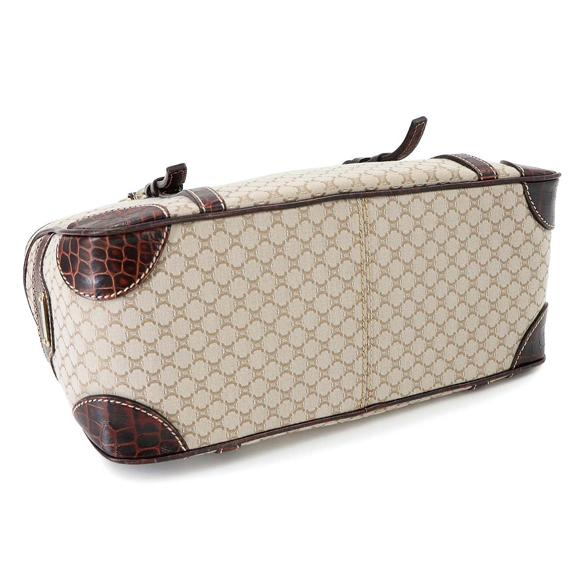 CELINE Macadam Boogie Hand Bag Canvas Leather Beige Brown Vintage 902926203