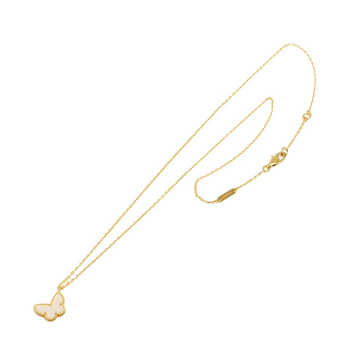 Van Cleef Arpels Sweet Papillon Mother of Pearl MOP Necklace 18K YG 750 903087841