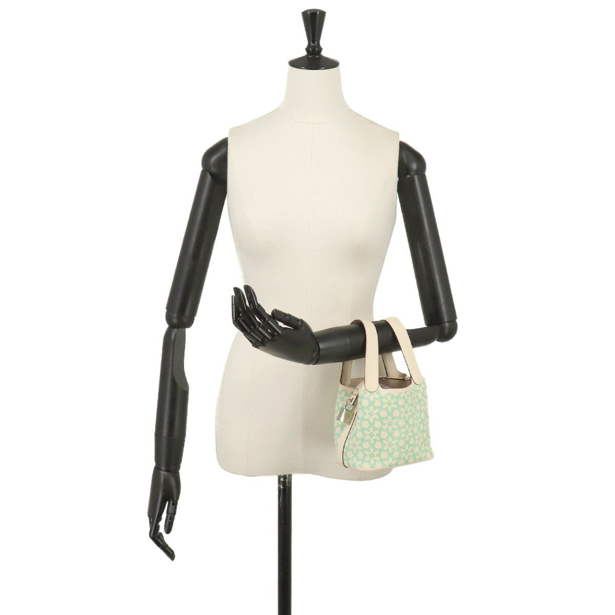 HERMES Picotin Lock PM Lucky Daisy Hand Bag Swift Nata Vert Blanc 903310989
