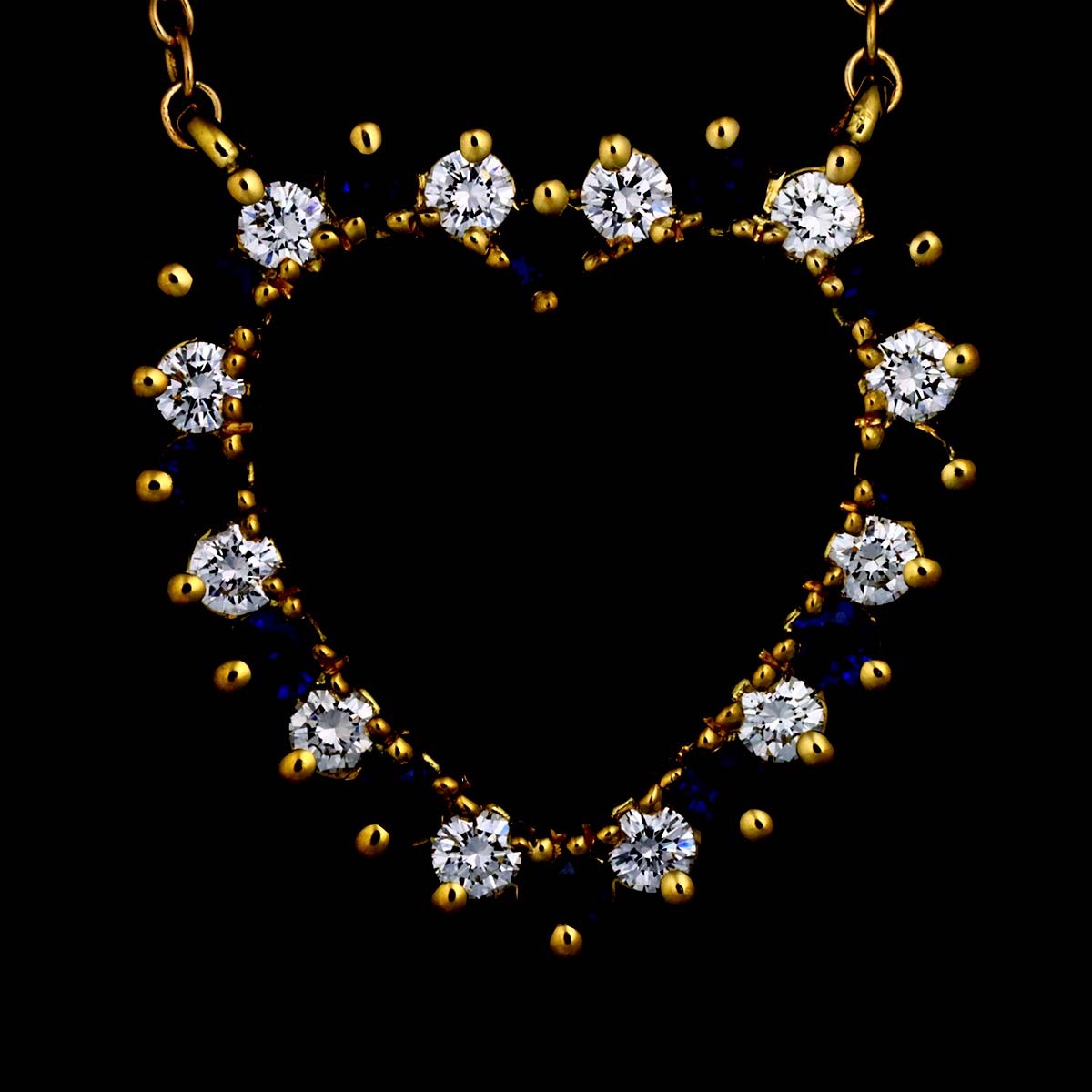 TIFFANY Co. Heart Sapphire Diamond Necklace 18K Yellow Gold 750 903025845