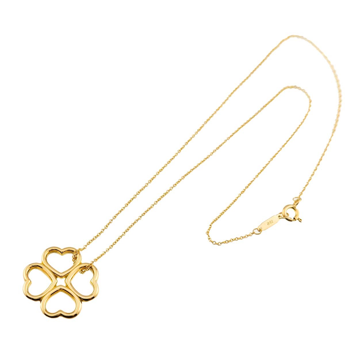 TIFFANY Co. Heart Clover Necklace 18K Yellow Gold 750 903218931