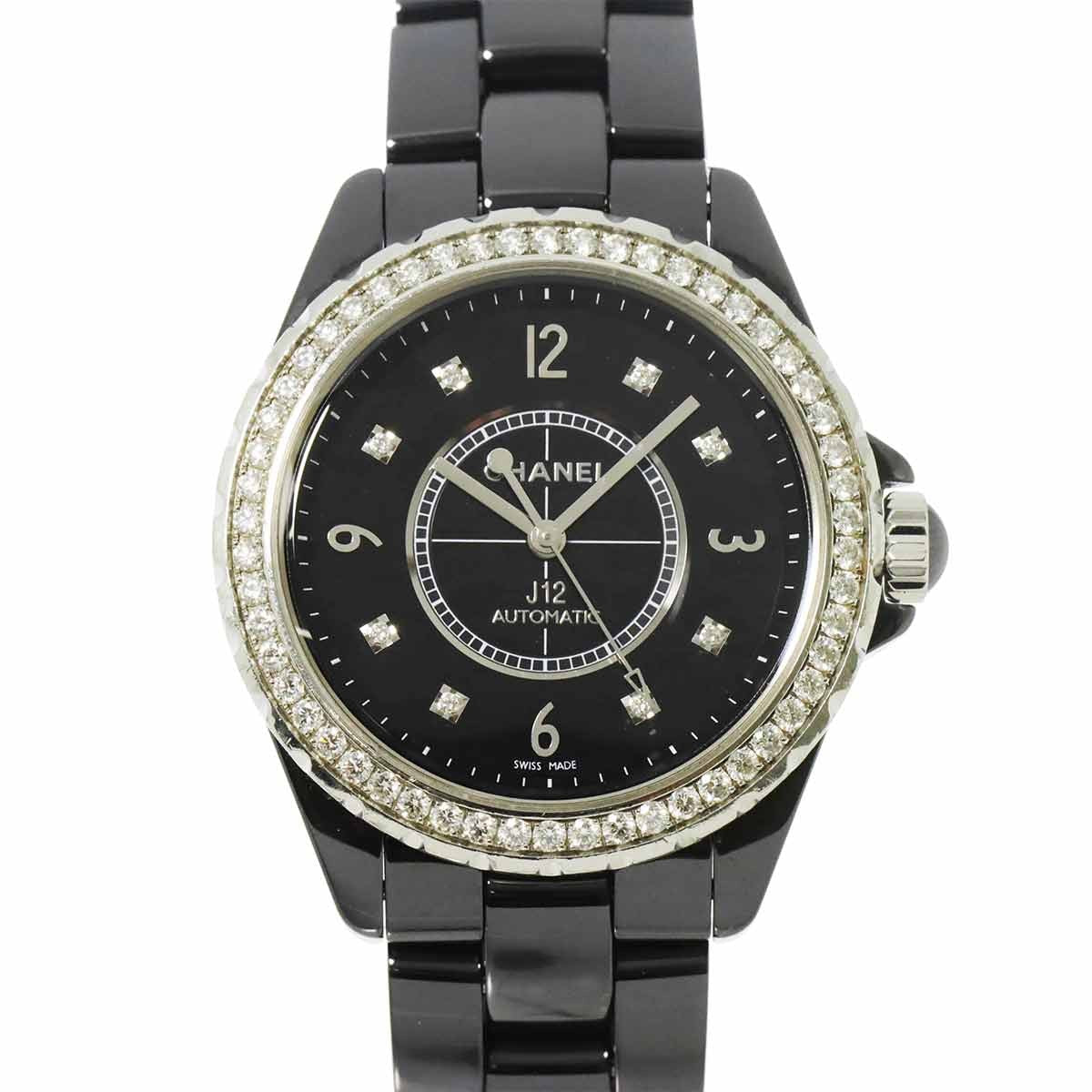 CHANEL J12 Bezel 8P Diamond Automatic Black Dial Mens H3109 Watch 902957060