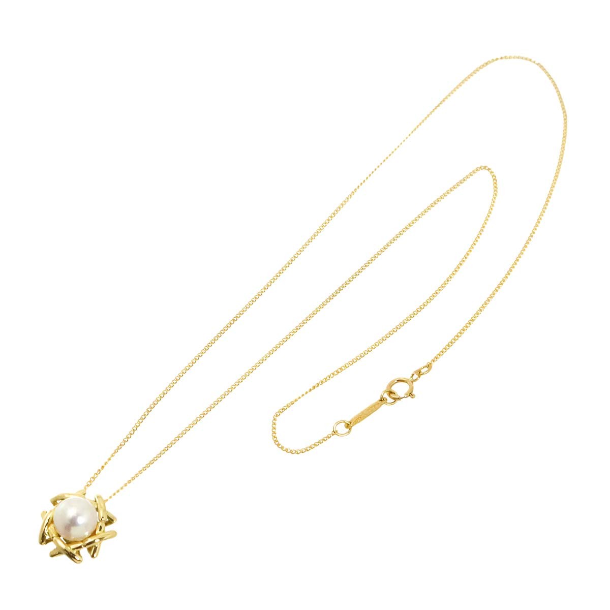 TIFFANY Co. Kiss Akoya pearl 6.8mm Necklace 18K YG 750 903218971