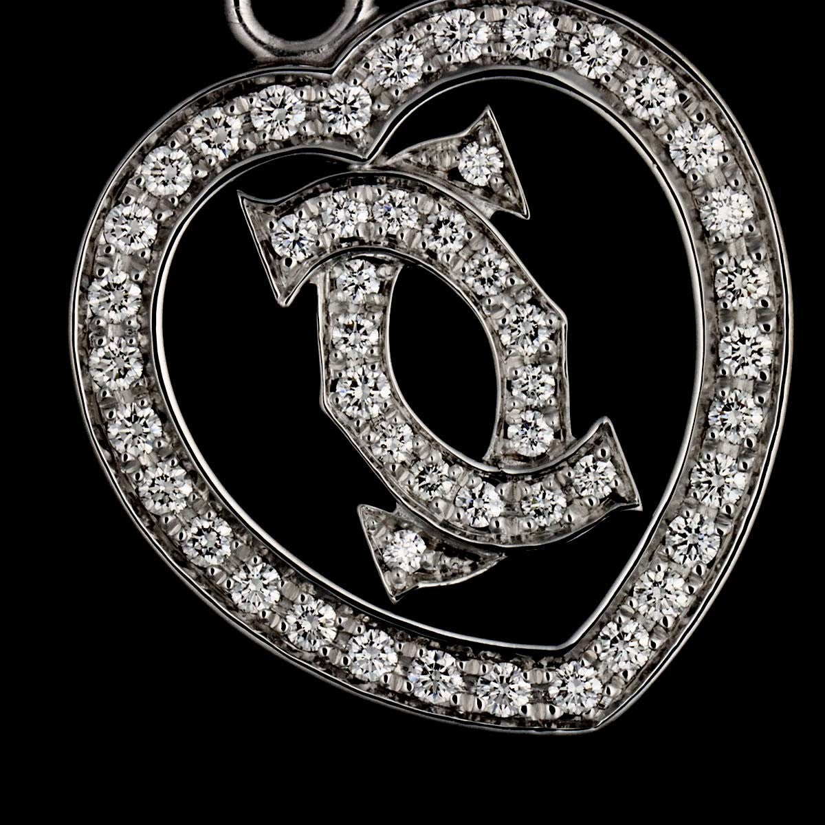 Cartier 2C Diamond Heart Necklace 18K White Gold 750 903234437