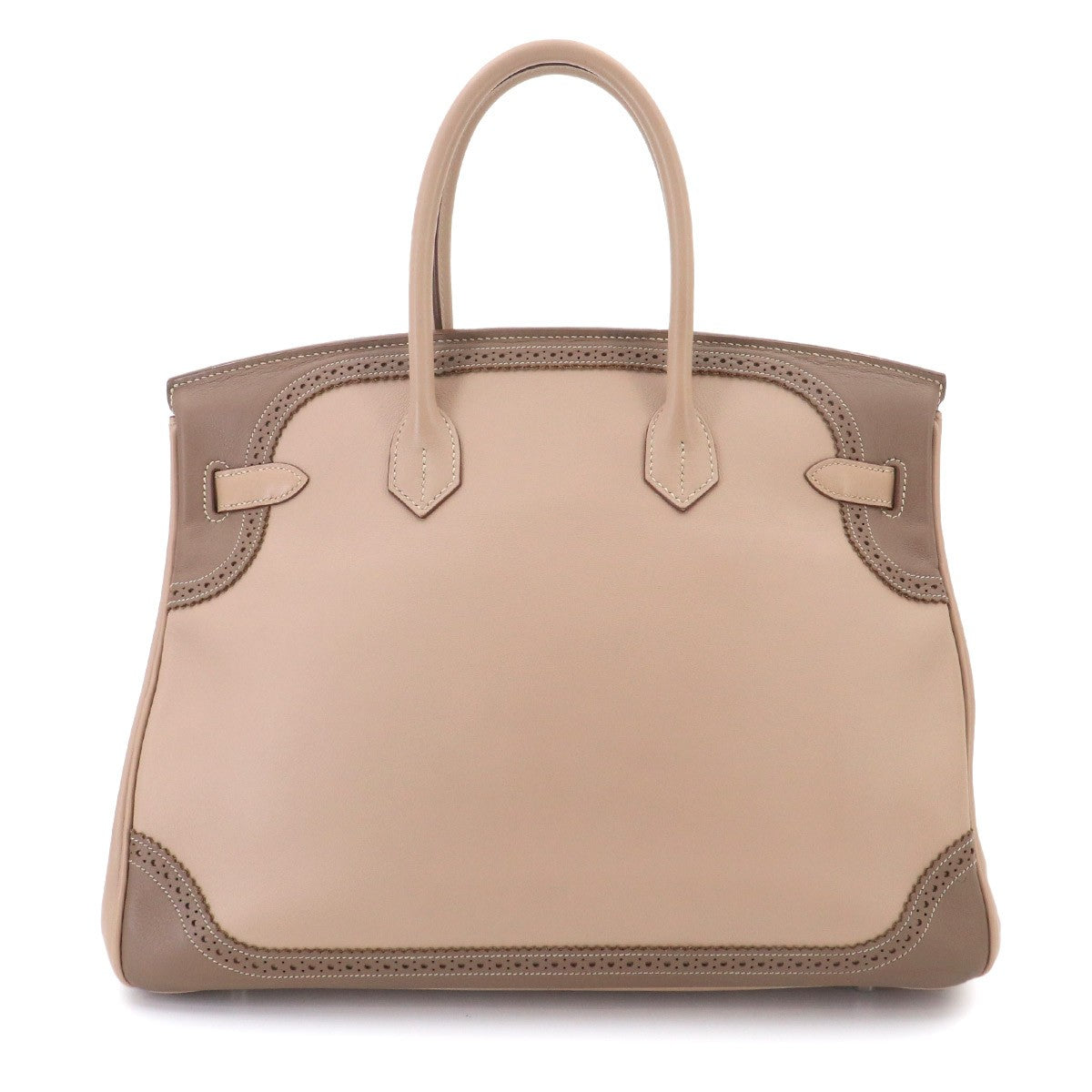 HERMES Birkin 35 Ghillies Swift Argile Etoupe Hand Bag Purse 903249392
