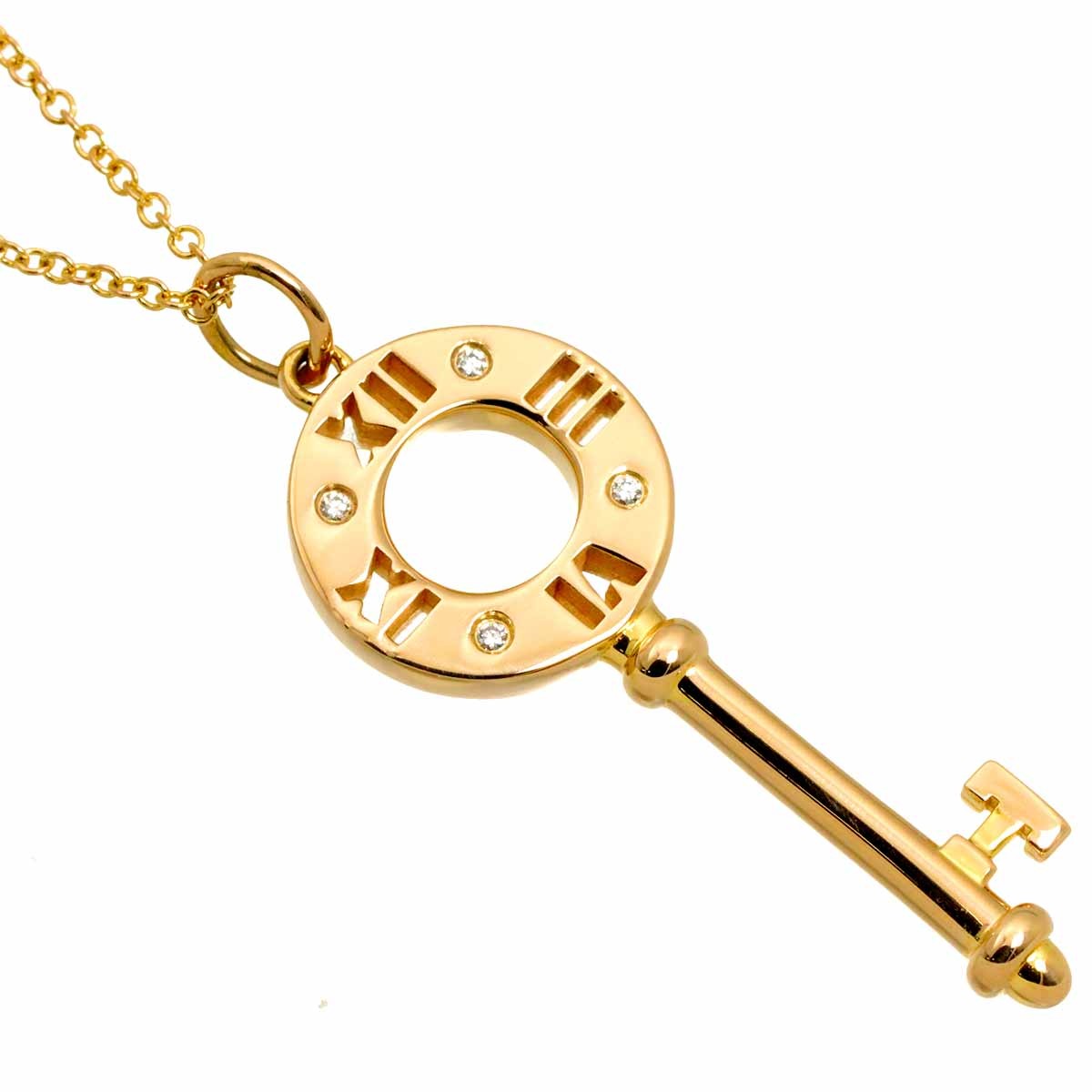 TIFFANY Co. Atlas Key Diamond Necklace 18K Pink Gold 750 903244162