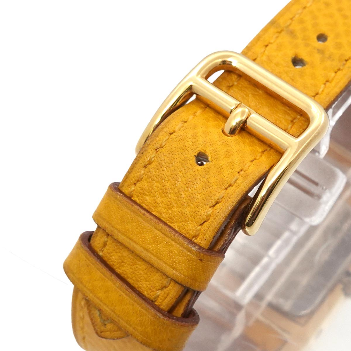 HERMES Medor Vintage pyramid Gold studs Quartz White Dial Ladies 903305006