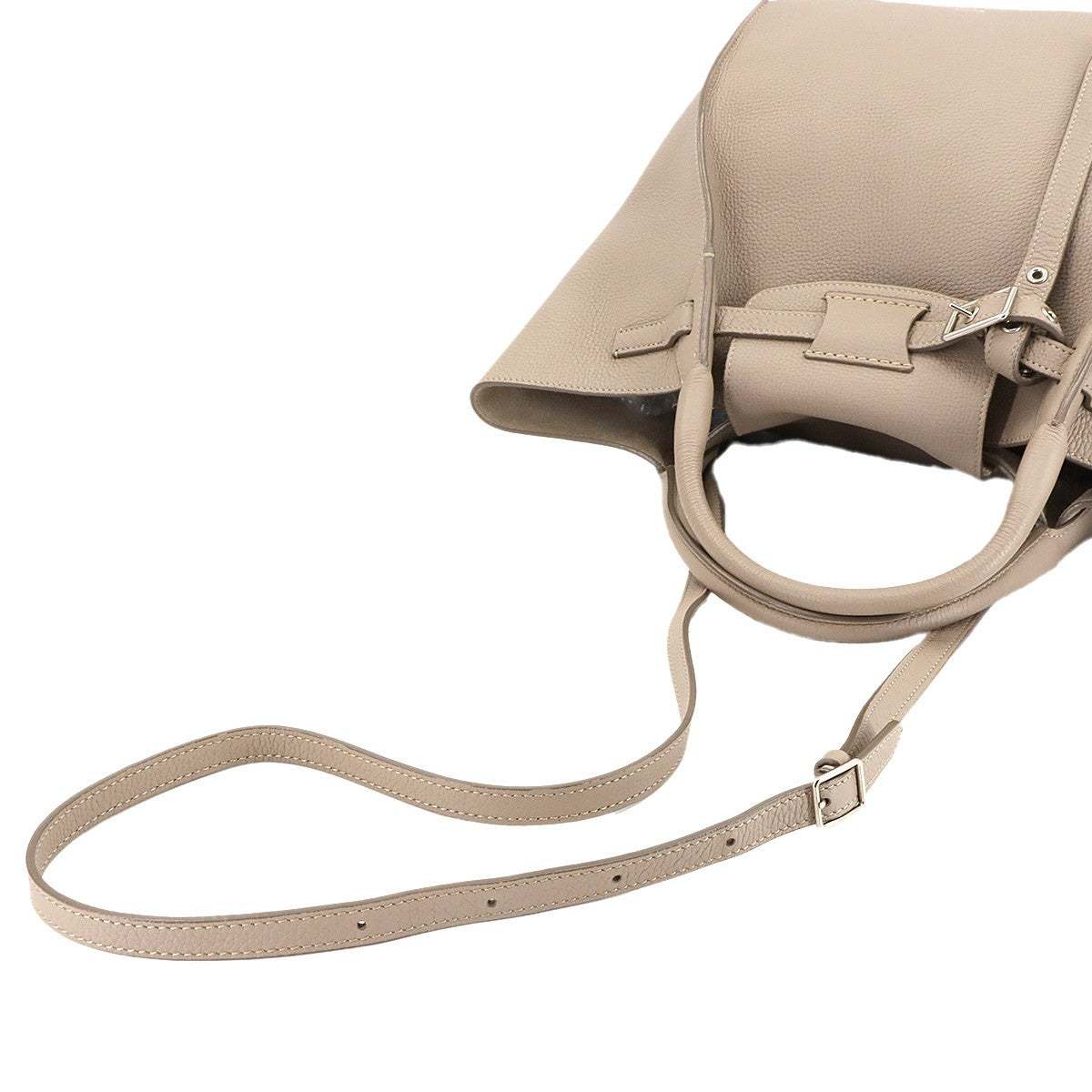 CELINE Big Bag Small With Longstrap Hand Shoulder Bag Leather Beige 903041344